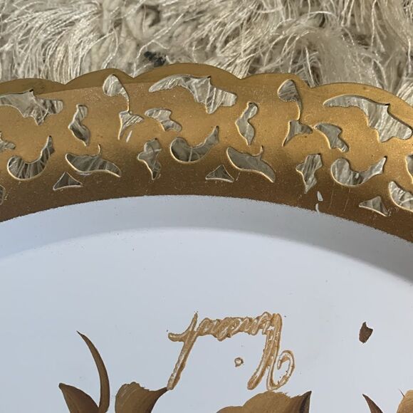 Vintage Nashco Mew York Round Hand-Painted Flower Metal Tray Pierced
Lace Edge - Picture 16 of 17